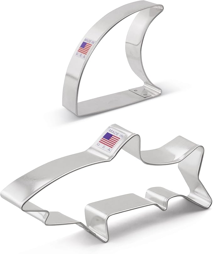 Ann Clark Shark 2-Pc. Cookie Cutter Set: Shark, Fin Made in USA