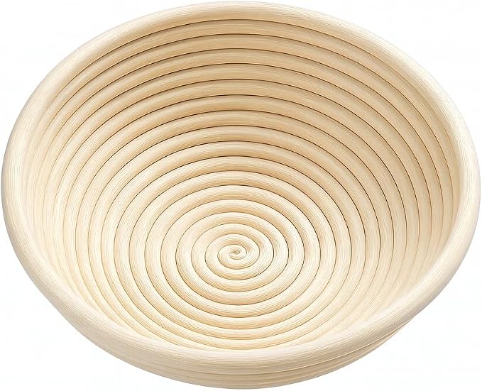 Saint Germain Bakery Premium Round Bread Banneton Basket with Liner - Perfect Brotform Proofing Basket for Making Beautiful Bread (8 inch)