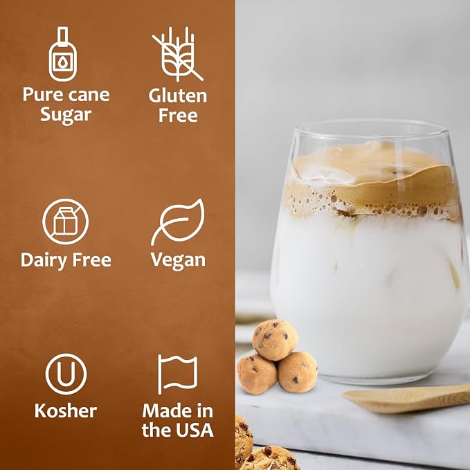Syruvia Coffee Syrup, Chocolate Chip Cookie Dough Flavored Syrup for Drinks, Lattes, and Desserts – 25.4 fl oz - with Pump