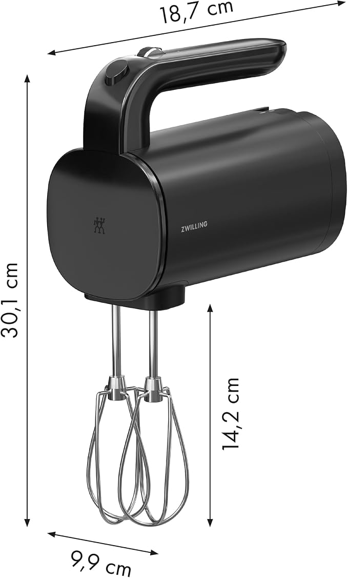 ZWILLING Xtend Cordless Hand Mixer Starter Set – Cordless 3-Speed Hand Mixer with Beaters, Dough Hooks, Battery Pack, Compact Charger, and USB-C Power Bank – Quiet Motor – LED Display