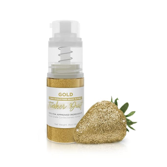 Bakell - Gold Tinker Dust (4g, 1x Mini Spray Pump) Edible Glitter for Food, Desserts, and Baked goods!