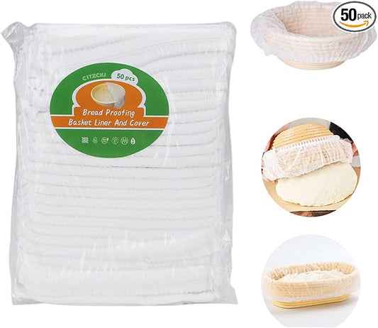 50 Pcs Banneton Bread Proofing Basket Liner,21" Bread Bowls Liner Non-Stick Dough,Elastic Banneton Liners for Prevents Dough from Sticking to Basket