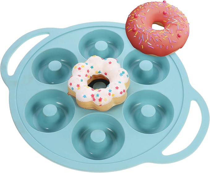 Silicone Donut Baking Pan 7-cavity Non-stick Reusable Mold Small Cake Making Tray for Kitchen Home Baking Nordic Green