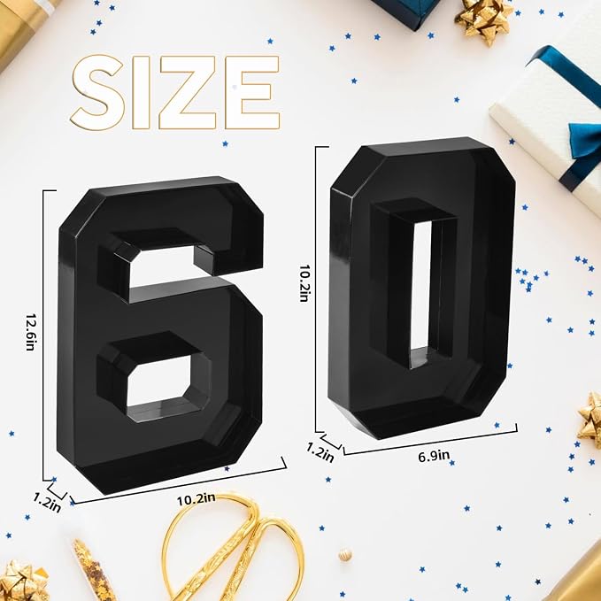 Cardboard Number for Charcuterie 60 Set Fillable Tray 10.2'' Black Charcuterie Paper Box for 60th Birthday Anniversary Party Decorations Chocolate Candy Cupcake Container