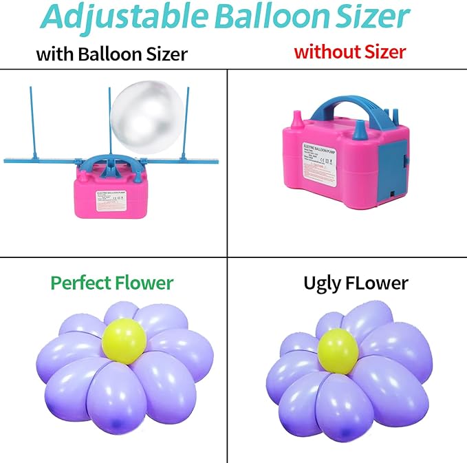 Balloon Pump Electric,110V 600W Balloon Blower Inflator Dual Nozzle Air Pump Balloons Inflator for Decoration, Party, Sport,Gifts:2 Balloon Tying Tools