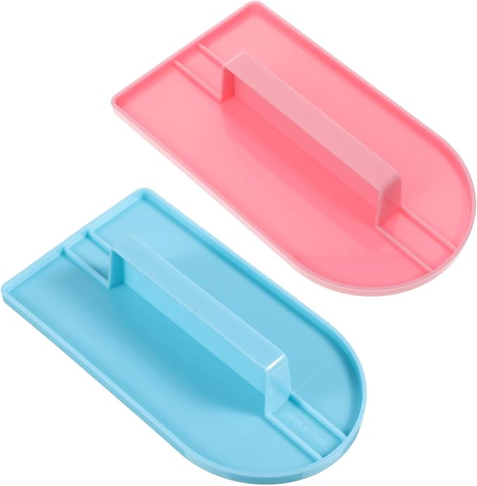 2 PCS Cake Decoration Icing Smoother, Fondant Smoothing Tool, Plastic Fondant Icing Smoother Polisher, Icings Scraper Paddle Tool for Cake Decoration Tools (Pink, Blue)