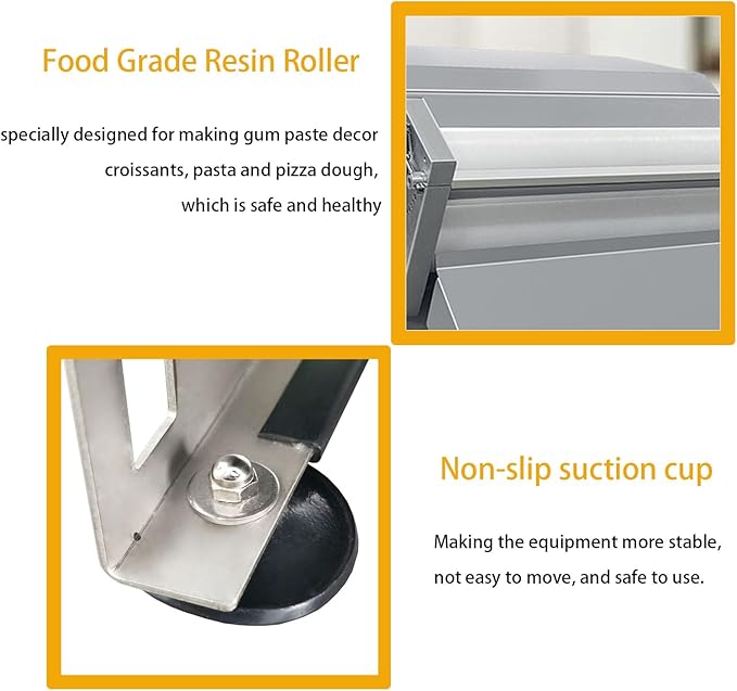 Manual Dough Sheeter Pastry Dough Press Sheeter Machine Stainless Steel Pastry Machine Pasta Maker for Icing, Fondant, Croissants, Pizza and Puff Pastry