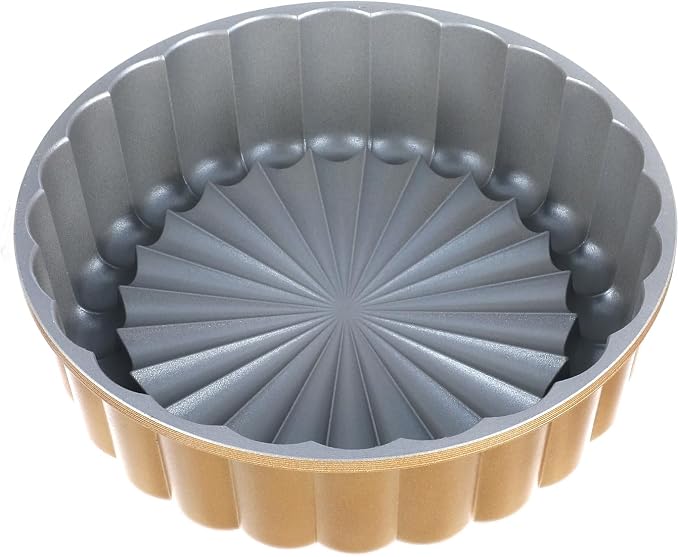 9.5 Inch Charlotte Cake Pan, Reusable Mold Fluted Cake Pan, Nonstick Aluminium Cakes Mold with Flower Shape for Cheese, Chocolate Cakes, Strawberry Shortcake, Brownie Tart Pie