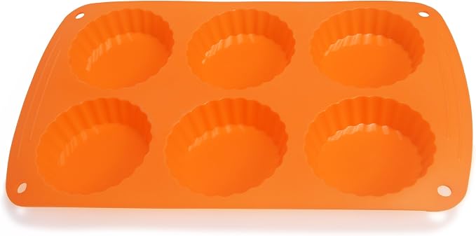 Webake Peanut Butter Cup Molds, Silicone Mini Tart Pan Quiche Mold, Pie Pan 6-Cavity Tartlet Pan for Baking Fern Cakes Pack of 2