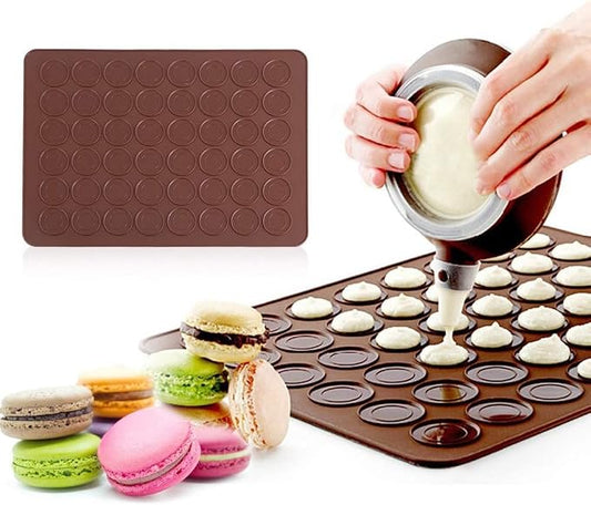 Cocoarm Macaron Silicone Mat, 48 Capacity Silicone Sheet Mat Baking Cookies Pastry DIY Bakeware Decorating Tools for 1.5" Macarons Making, 15.4 x 11.2inch (not include decorating pot)