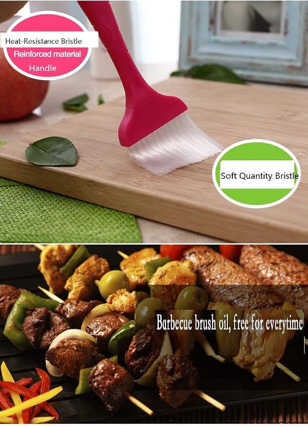 7.50" Length, Bristle 2" Width x 1.5" Height, Plastic Handle Pastry Brush with Nylon Bristles, Green