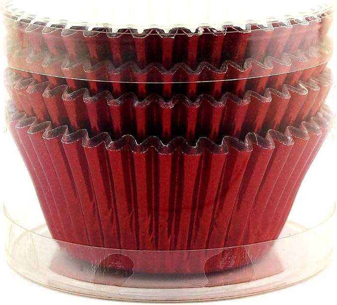 Foil Cupcake Liners Valentine's Day Standard Baking Cups 100 Pcs (Red)