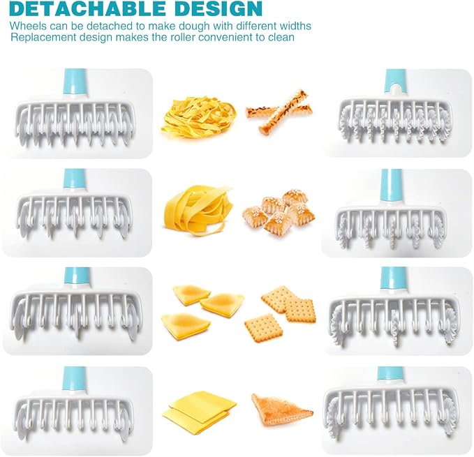 Pastry Dough Lattice Cutter Wheel Roller Fondant Ribbon Cutter with 4 Different Gears Embosser Set Household Time-Saver Baking Pastry Tools for Dough Cookie Pie Pizza Bread Pastry