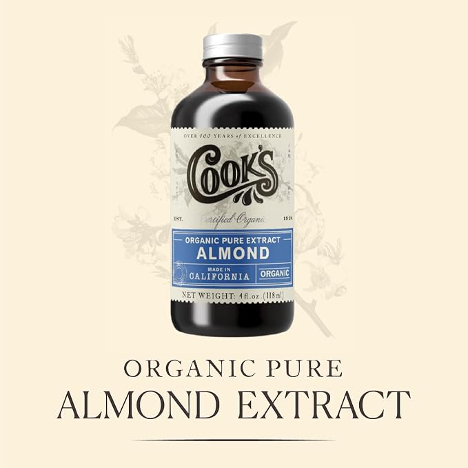 Cook's, Organic Pure Almond Extract, for Baking, Cookies, Cakes, Pastries, Maripan, 32 oz
