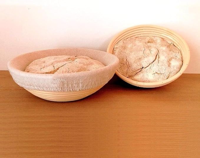 1pcs 10" Round Banneton Brotform Bread Dough Proofing Rising Rattan Basket & Liner,Banneton Proofing Basket Set - for Home Bakers (Sourdough Recipe) & Bread Making