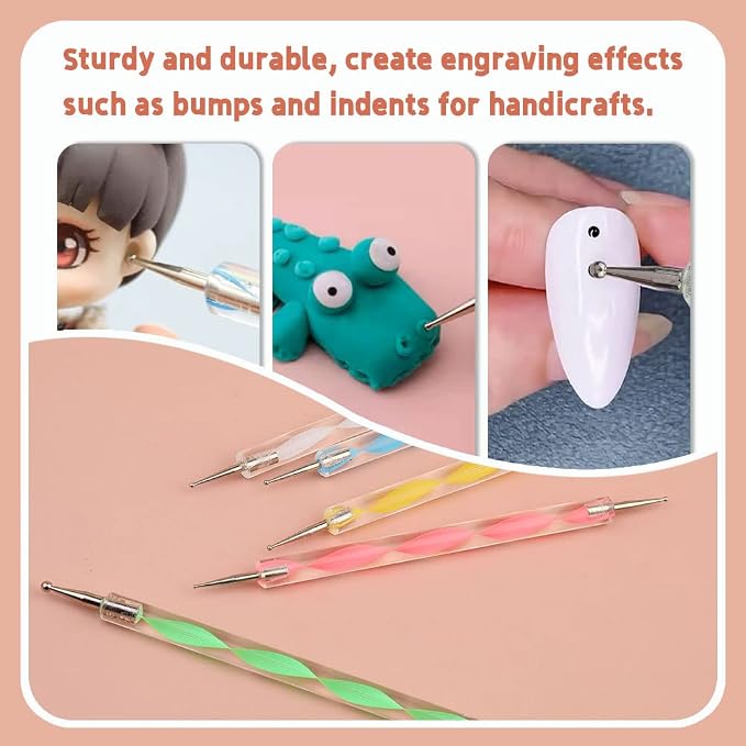 14 PCS Dotting Tools Ball Styluses with Box, Dotting Tools Set Rock Painting, Ball End Dot Art Tools, Embossing Tools, Pottery Clay Modeling Embossing Nail Art