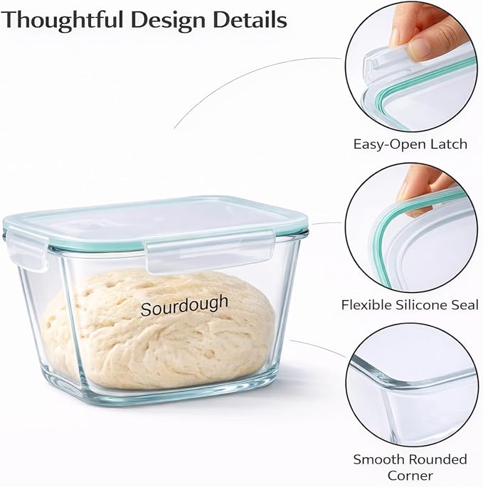 2.6L/88 oz Sourdough Starter Jar, Large Glass Jar with Airtight Lid, Sourdough Bread Baking Supplies, Sour Dough Starter Tools Kit, Wide Mouth Fermentation Jar, Kitchen Food Storage Container