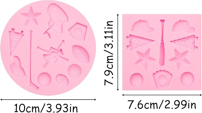 Baseball Silicone Molds 2 Pcs, Golf Balls Chocolate Candy Fondant Molds for Cake Decoration Candy Cupcake Topper Cake Polymer Clay Crafts Epoxy Resin