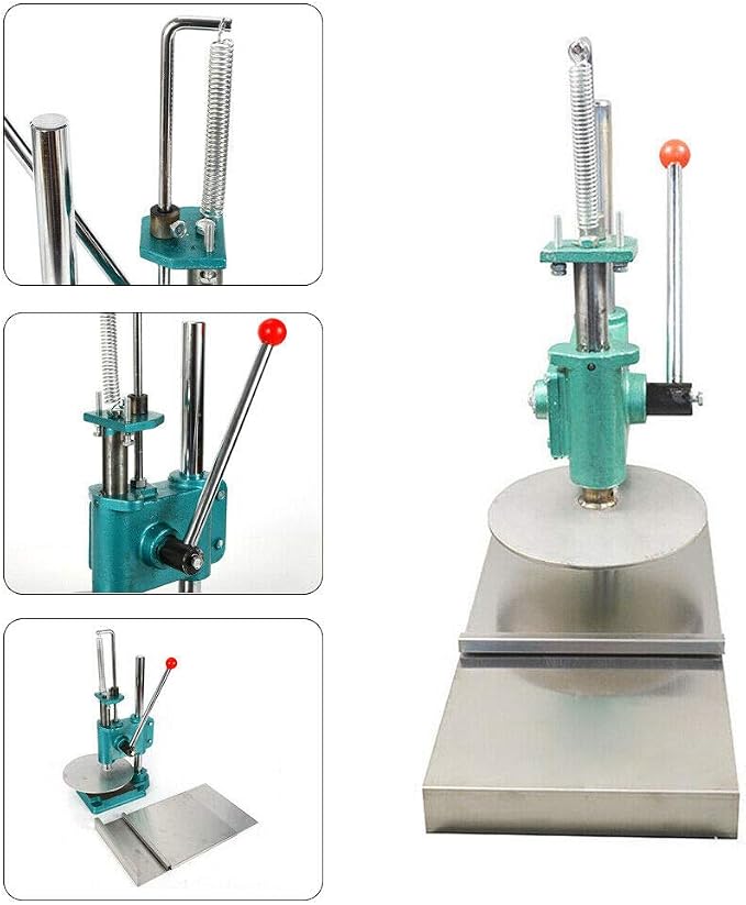 9.5inch Pizza Dough Press Machine, Commercial Manual Pastry Press Machine Stainless-Steel Household Pizza Press w/Cast Iron Base Pizza Express Dough Sheeter for Commercial Or Family