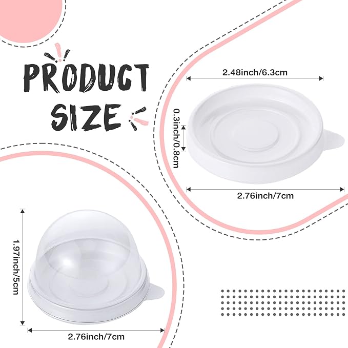 Patelai 150 Pcs Clear Plastic Mini Cupcake Container, Mini Cupcake Box Muffin Dome Muffin Single Container Box for Wedding Birthday Cheese Pastry Dessert Cake (White)