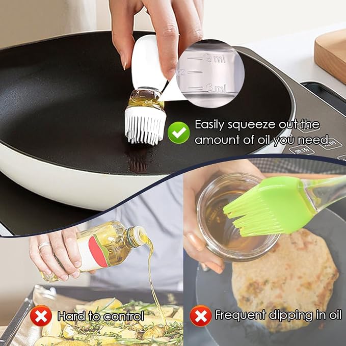 Oil Dispenser with Brush - Glass Olive Oil Dispenser Bottle with Silicone Basting Brush for Kitchen Cooking Vinegar Frying Baking, T-OB21S, Black