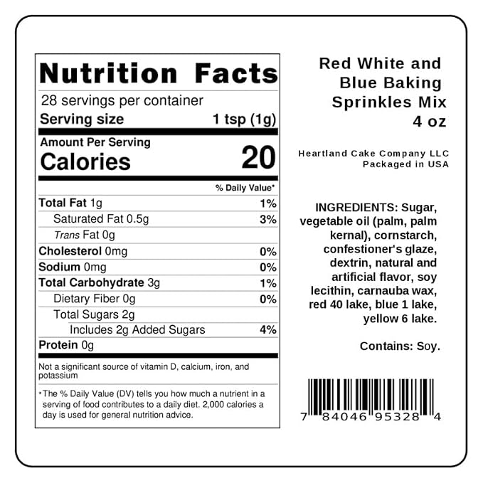 Red White and Blue Sprinkles 4oz pack for Cakes, Cupcakes, Cookie Decorations, Ice Cream and Donut Toppings Edible Decorating Baking Supplies - American Patriotic Mix