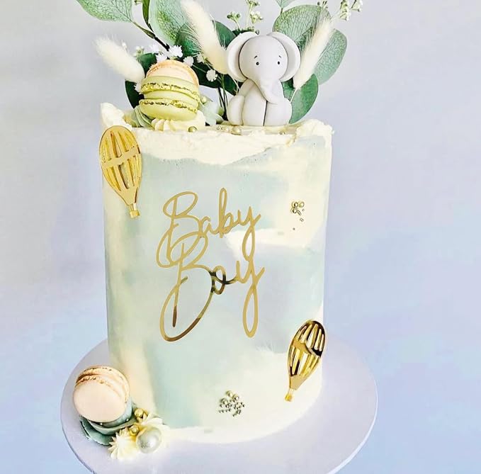 Gold Acrylic Baby Boy Cake Topper,Baby Shower/Newborn Gender Reveal Party Decorations,Welcome Baby Patry Supplies,Boy's Theme Party Cake Decor