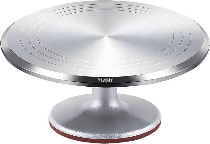 Cake Turntable Aluminum Alloy Revolving, Yizish 12 inch Rotating Cake Stand Decorating Kits for Baking, Pastries and Cupcakes