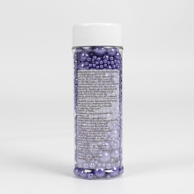 Twisweet Purple Sprinkles, Edible Purple Pearls for Cake Decorating, Sugar Sprinkles for Baking, Mix Size Candy Pearls, Cake Topper Ice Cream Cupcake Cookie Toppings Dessert Decorations, Wedding Birthday Halloween Supplies (130g/4.58oz)