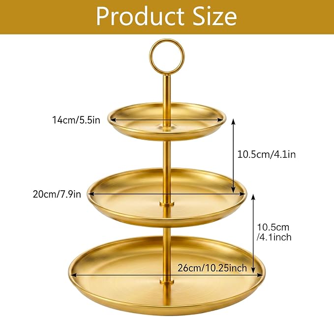2 Pack Gold Cupcake Stand 3 Tier Stainless Steel Tiered Dessert Stand Display Tower for Wedding Birthday Party Baby Shower Festive Decor