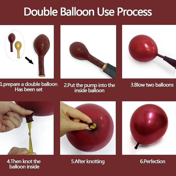 Burgundy Balloons Double Stuffed Wine Red Rose Red Balloon Arch Kit Maroon Garland Different Size For Wedding Birthday Baby Shower Anniversary Wine Party Decorations