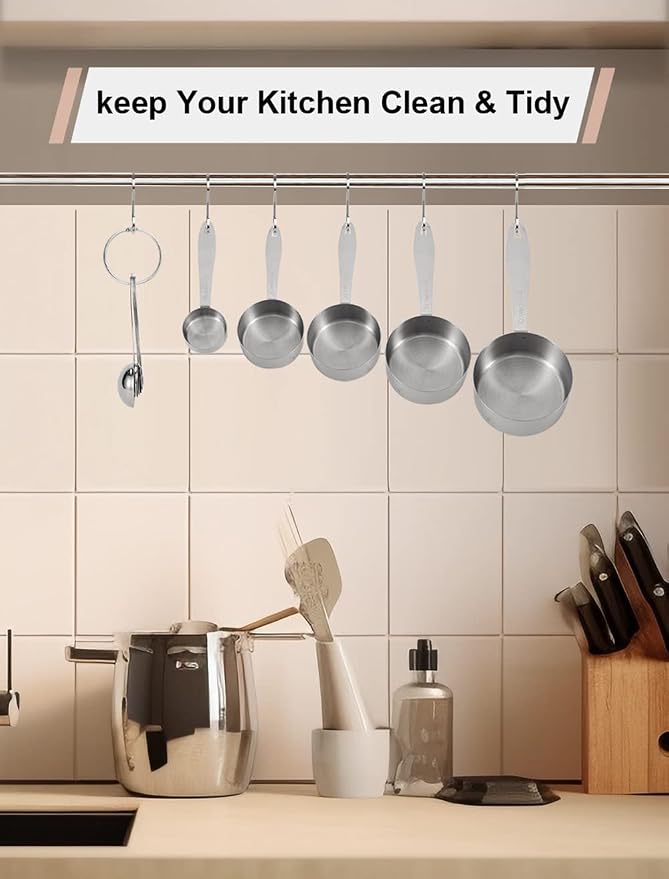 Joyhill Measuring Cups and Spoons Set of 10 Piece, Stainless Steel Measuring Cups Stackable, Nesting Metal Measuring Cup for Dry & Liquid Ingredients, Cooking & Baking
