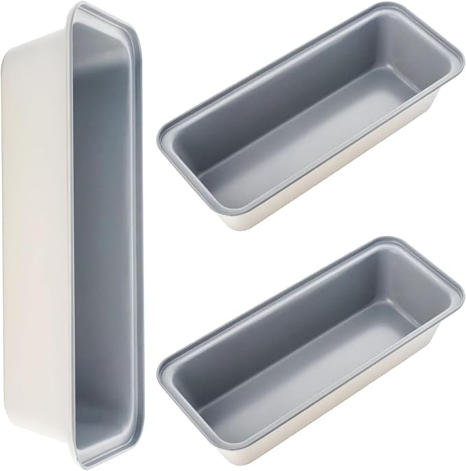 13x4 Inch Loaf Pan 3-Pack, Nonstick Carbon Steel Bread Pan for Even Baking, Long Baking Pan for Homemade Sourdough, Banana Bread & Meatloaf – Rust-Resistant, Warp-Resistant, Easy Release