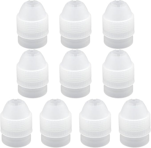10 Pack Piping Bag Couplers for Icing Nozzles, Medium Couplers for Piping Bags, Transparent - Medium sized