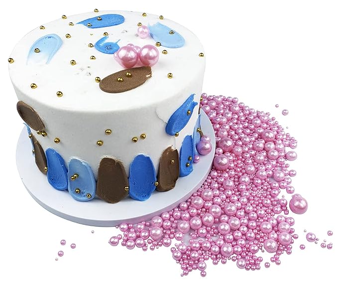 Edible Pearl Sugar Sprinkles Pink Candy 120g/ 4.2oz Baking Edible Cake Decorations Cupcake Toppers Cookie Decorating Ice Cream Toppings Celebrations Shaker Jar Wedding Shower Party Chirstmas Supplies