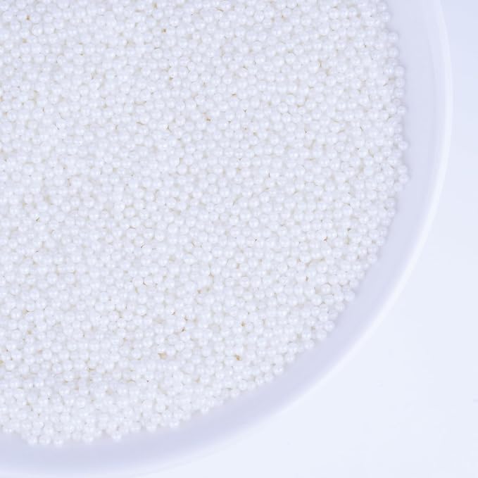 Edible White Pearl Sugar Sprinkles Candy 2mm Mini Pearls Cake Decorations Cupcake Toppers Cookie Decorating Perfect for Wedding Party Halloween Christmas Supplies 4.6 OZ
