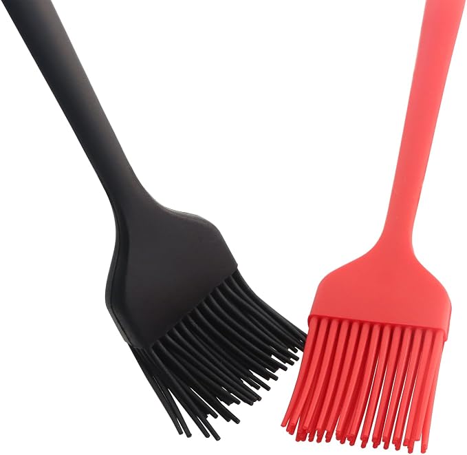 3PCS Silicone Brush Food Grade High Temperature Resistant Basting Brush For Barbecue Baking Oven Pastry Oil Soy Sauce Glazing Tool Red Black Small Size Black Large Size