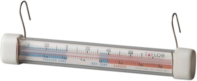 Taylor Kitchen Refrigerator/Freezer Kitchen Thermometer with Magnified Lens, Stainless Steel
