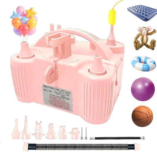 4-in-1 Electric Balloon Pump for All Balloons, Inflatables, and Sports Balls, Portable High Power Triple Inflating Ports for Latex Foil 260q Mylar Balloon