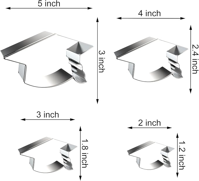 Graduation Cap Cookie Cutter Set - 5 inch, 4 inch, 3 inch, 2 inch - 4 Piece Graduation Hat Cookie Cutters Shapes Molds - Stainless Steel