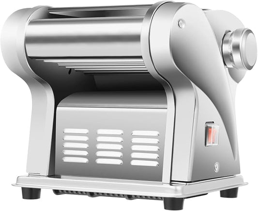Dough Sheeter, Pasta Machine Automatic Noodles Dumpling Dough Skin Maker 110V Commercial Electric Dough Roller Stainless Steel Noodle Making Pasta Maker for Producing Spaghetti Fettuccini Lasagna