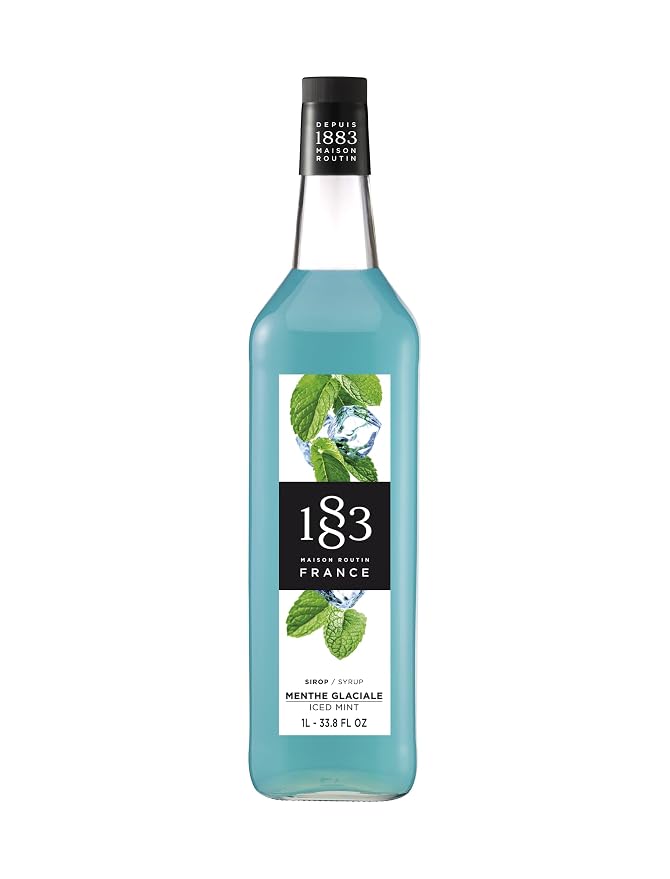 1883 Iced Mint Syrup for Drinks, Made in France, 1 Liter Glass Bottle