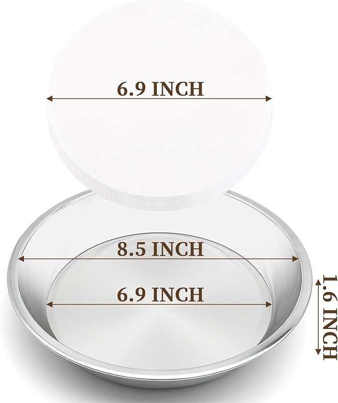 Cake Pan Set of 3-8 Inch Stainless Steel Cake Pans with 100 Parchment Paper, Nonstick, Mirror Finish for Easy Release, Even Baking, Dishwasher Safe, Round Cake Pans for Birthday, Banquet