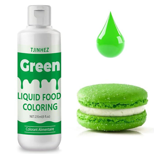 Food Coloring Liquid - Vibrant Concentrated Edible Dye for Baking, Cake Decorating & Icing - Tasteless Food Color Dye for Fondant, Easter Eggs, Macarons, Slime & DIY Crafts (Green, 8 Fl.oz)