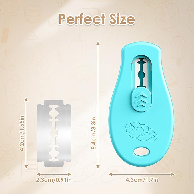Bread Lame Sourdough Scoring Tool, Extractable & Magnetic Bread Scoring Tool, Scoring Knife for Bread Baking, Bread Razor for Homemade Bread, Sourdough Scorer Tool, Includes 5 Razor Blades-Turquoise
