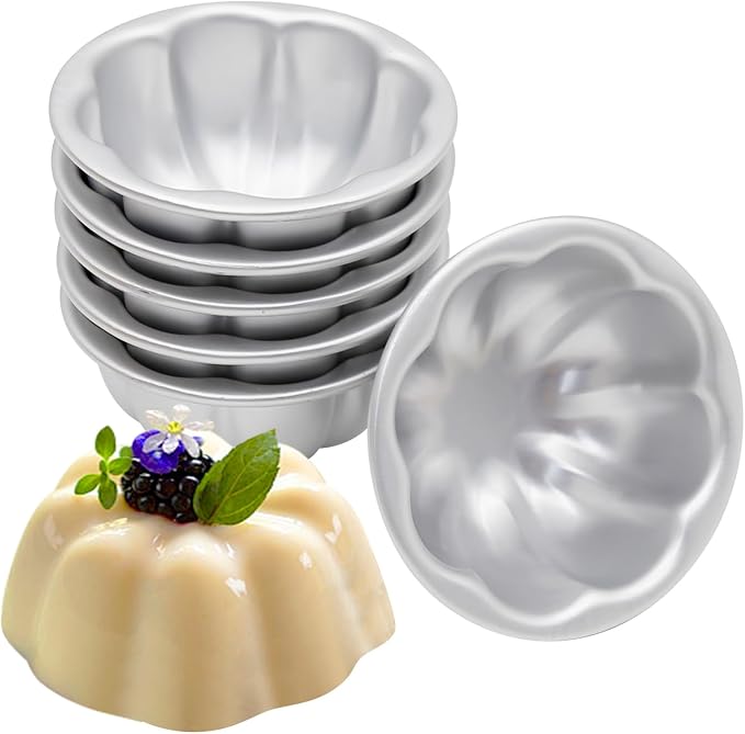 6PCS Egg Tart Molds Flower Shape Nonstick Pudding Pan Cupcake Muffin Cups, Pudding Jelly Molds, Reusable Cake Tartlets, Aluminum Alloy Cake Tartlets Baking Tool