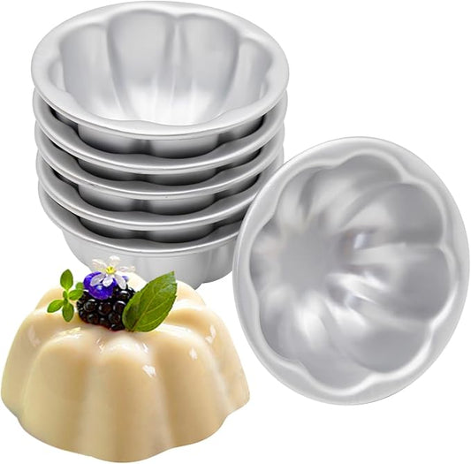 6 Pcs Egg Tart Molds Aluminum Alloy Cake Tartlets Baking Tool Flower Shape Non-stick Egg Tart Molds 3.5 X1.6inch Muffin Cupcake Pudding Baking Cup Maker