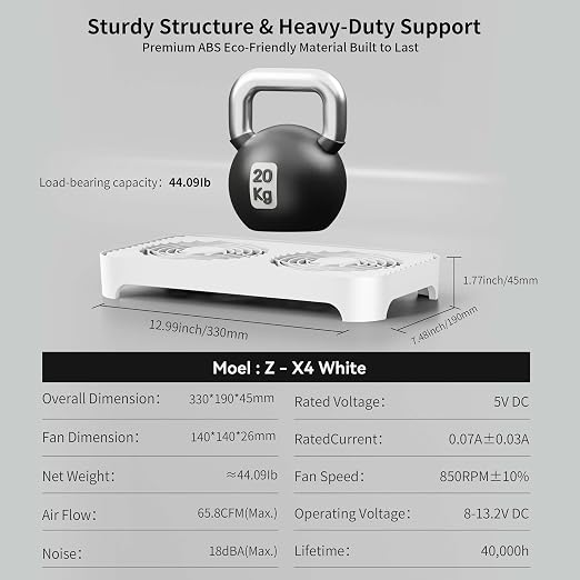 X4 Quiet USB Cooling Fan, High Speed Dual 140mm USB PC Fan, 1-Touch Switch & 2 USB Ports, Stackable Design for Router, Receiver Amplifier, DVR, PlayStation, Xbox, Computer Cabinet Cooling