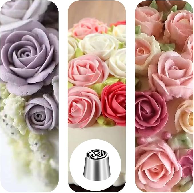 stainless steel oversized piping nozzle, used for cake decoration, pie and cupcake flower shaped frosting squeezing, cake decoration supplies, floral frosting nozzle, kitchen small tools