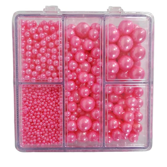 Pink Pearl Sprinkles for Cake Decorating, 4 Sizes Mix Size Sugar Pearls for Cupcake Topper, Ice Cream, Donuts, Baking Decoratings (2mm, 4mm, 7mm, 10mm)
